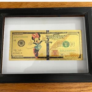 Disney Minnie Mouse Gold and Pink Framed Novelty Bill
